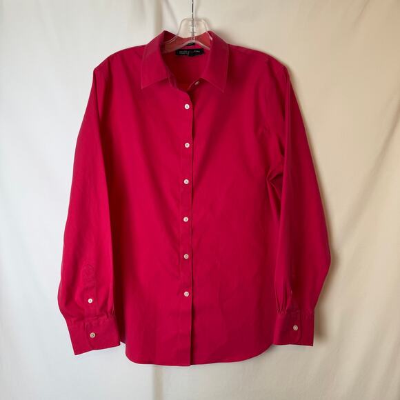 Jones New York Signature Non-Iron Shirt Fuchsia Pink Size Large - Picture 2 of 8